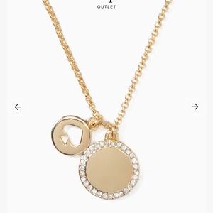 Kate Spade Gold Charm Necklace with Crystal Details 19”
